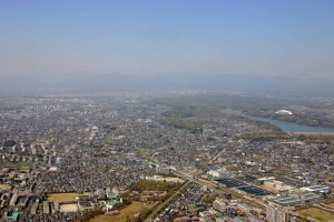 東村山上空から東大和、武蔵村山を臨む